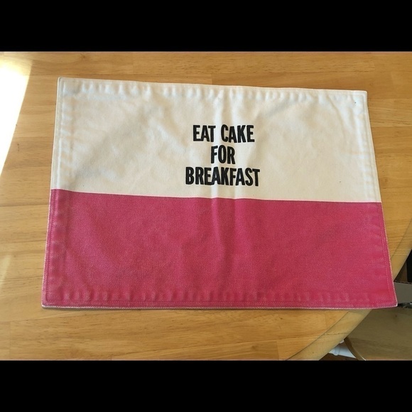 Kate Spade 4 Pink and White “Eat Cake For Breakfast” Placemats - Picture 4 of 9